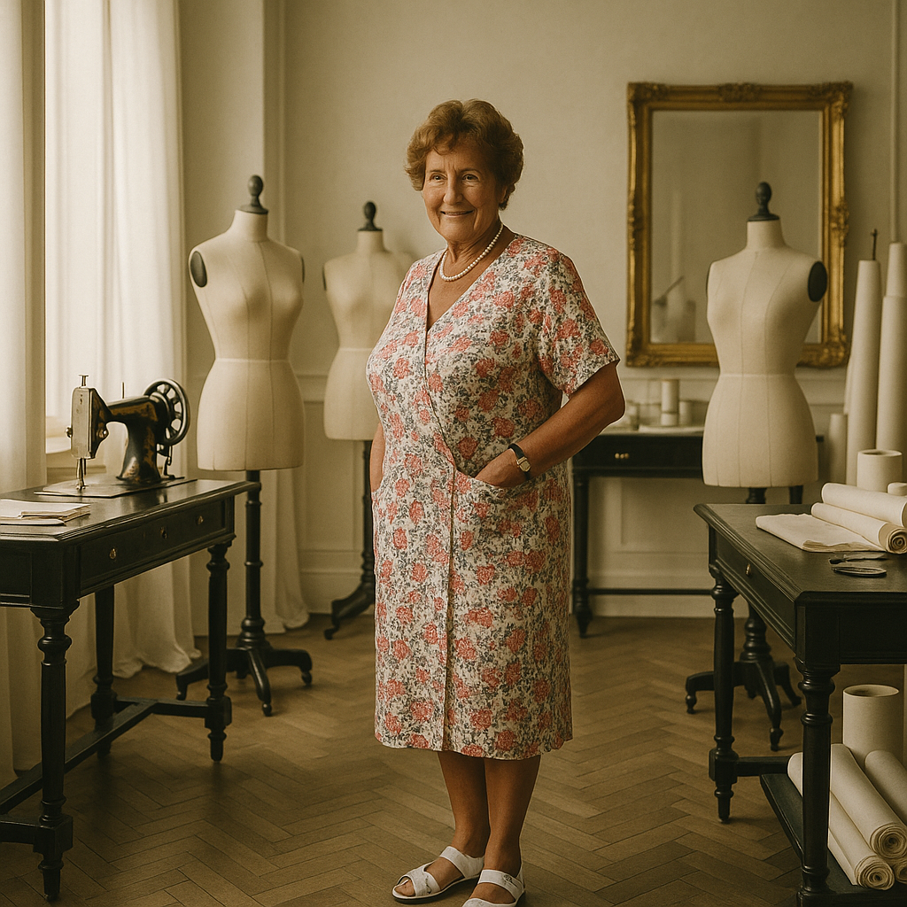Midi-Kleid in Wickeloptik mit Eingriffstaschen und V-Ausschnitt aus Baumwollstoff mit Blumendruck